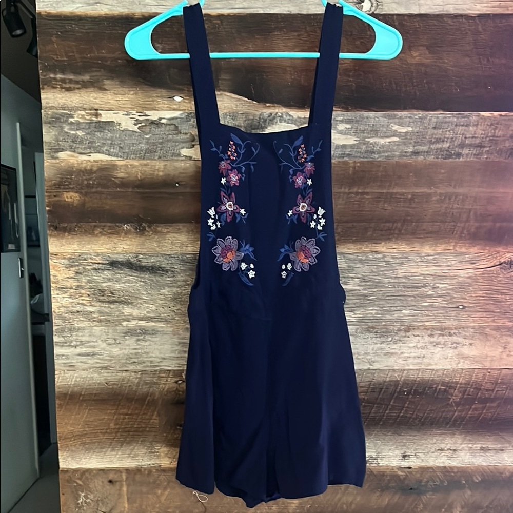 Divided Navy Floral Print Romper